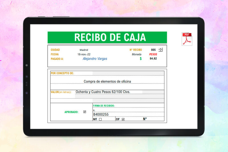 Formato Recibo de Caja