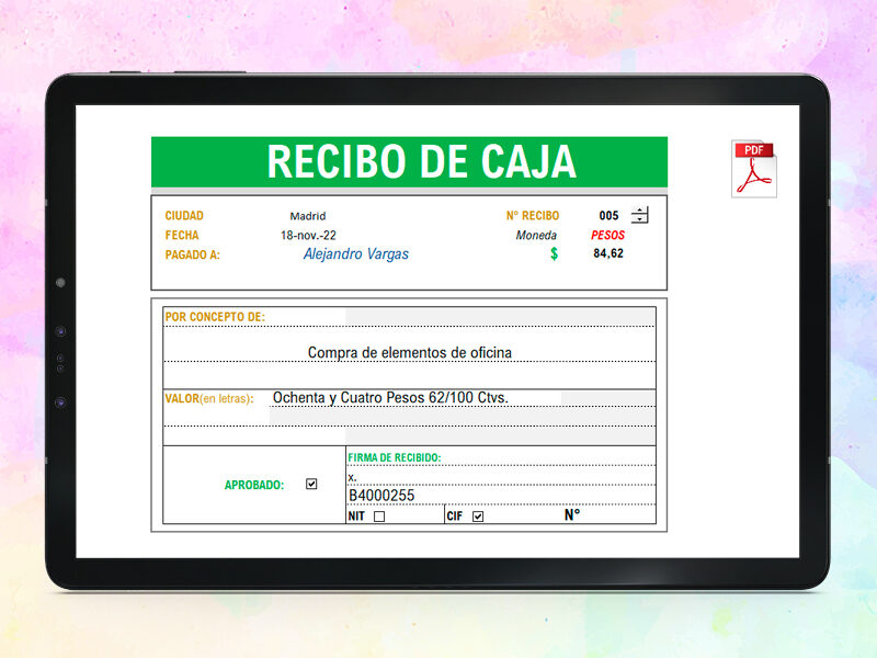 Formato Recibo de Caja