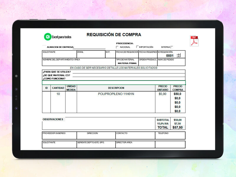 Formato Requisición de Compra