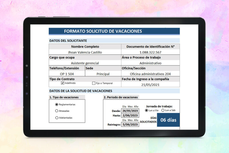 Formato Solicitud de Vacaciones