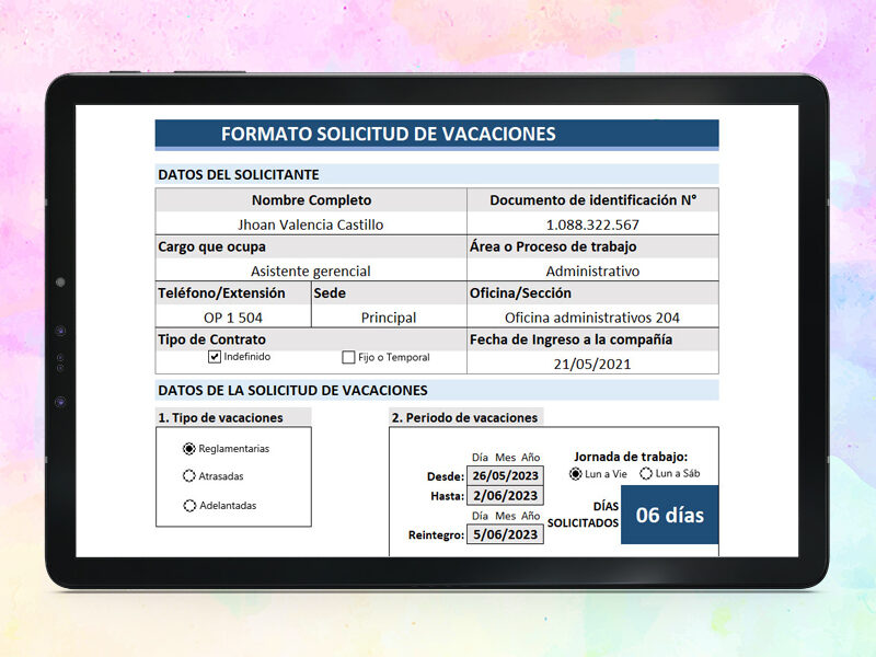 Formato Solicitud de Vacaciones