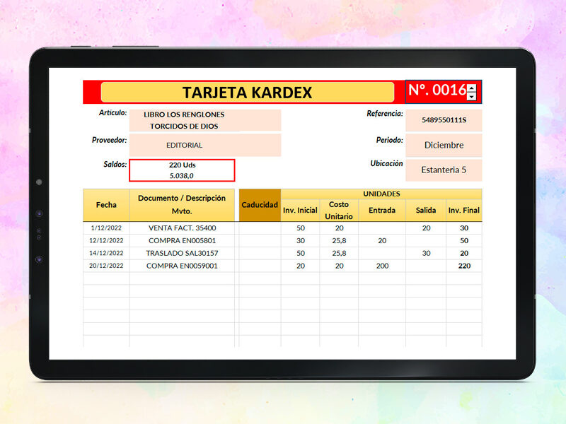 Formato Tarjeta Kardex