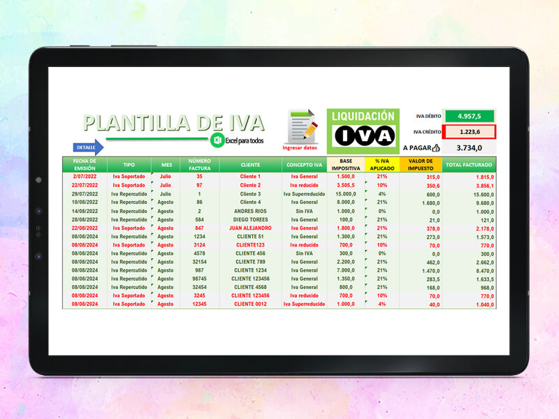 Liquidación de IVA en Excel