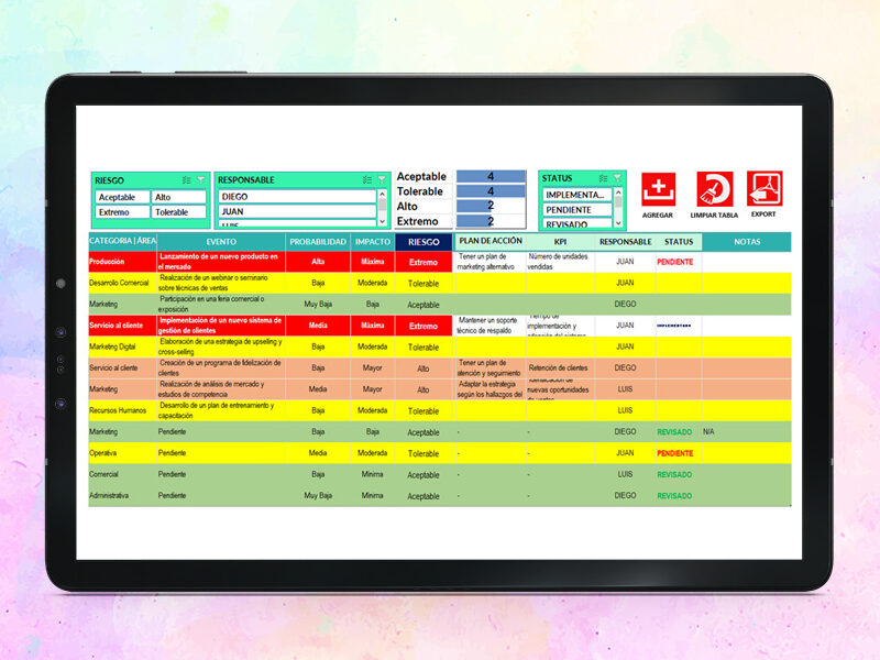 Matriz de Riesgos en Excel