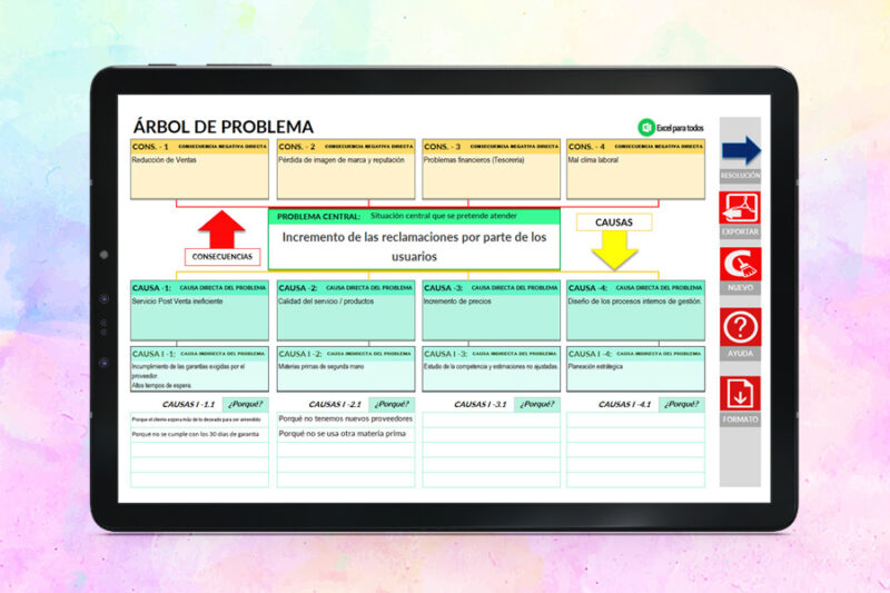 Plantilla Árbol de Problemas en Excel