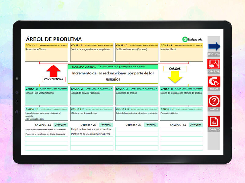 Plantilla Árbol de Problemas en Excel