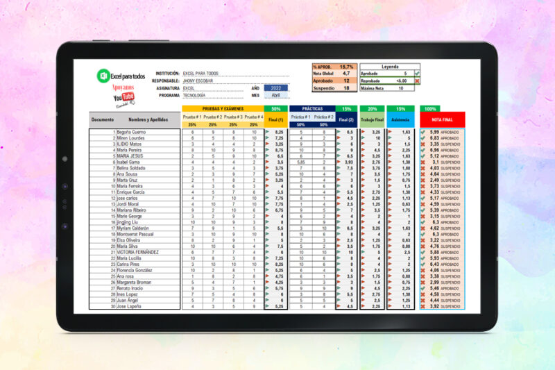 Libreta de Calificaciones en Excel