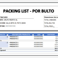 Plantilla Packing list en Excel