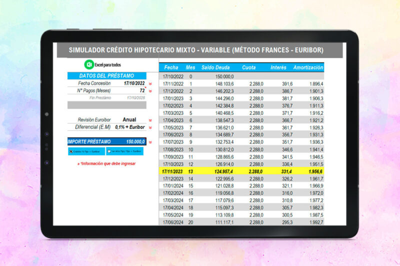 Simulador de Hipoteca en Excel