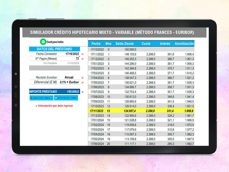 Simulador de Hipoteca en Excel