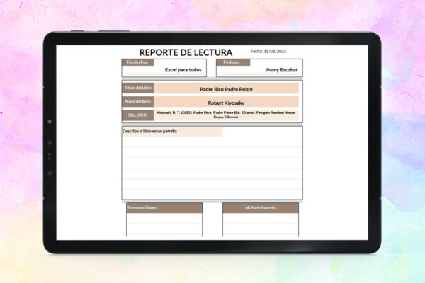 Formato Reporte de Lectura | Organiza tus Lecturas