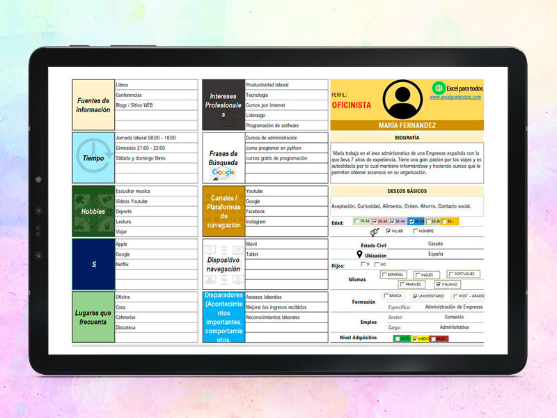 Plantilla Buyer Persona en Excel