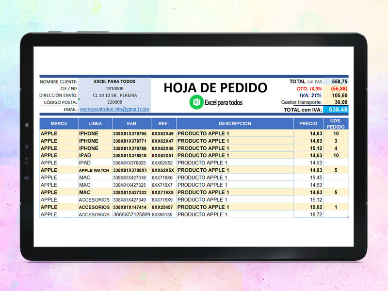 Formato Hoja de Pedido para Imprimir