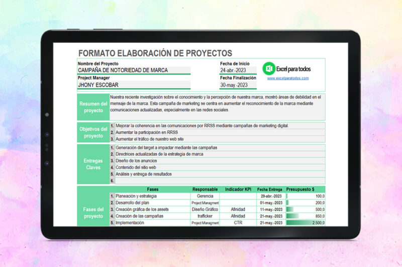 Formato para Elaborar un Proyecto