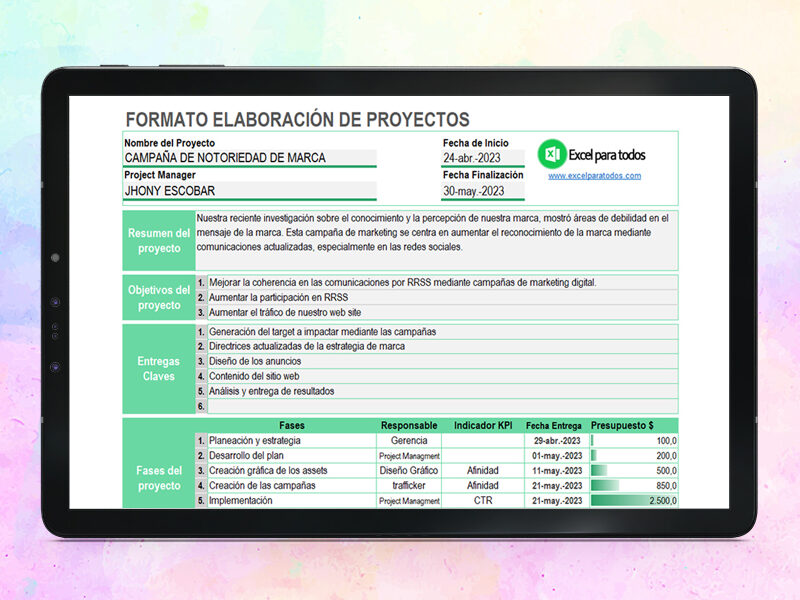 Formato para Elaborar un Proyecto