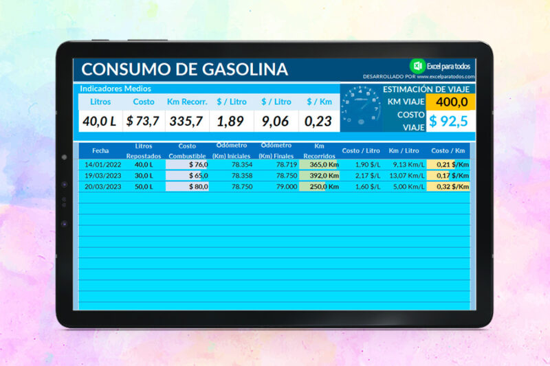 Control de Consumo de Combustible en Excel