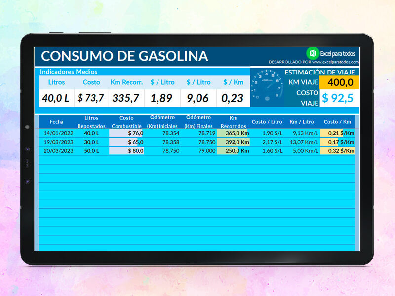 Control de Consumo de Combustible en Excel