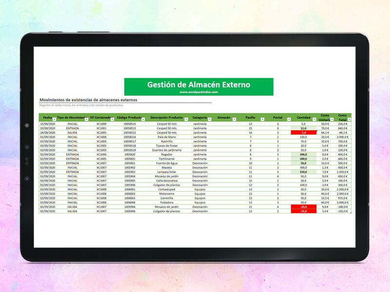 Plantilla Control de Inventarios en Excel