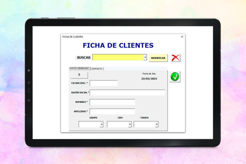 Plantilla Ficha y Registro de Clientes en Excel