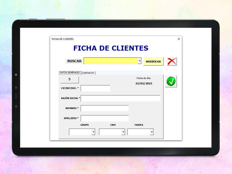 Plantilla Ficha y Registro de Clientes en Excel