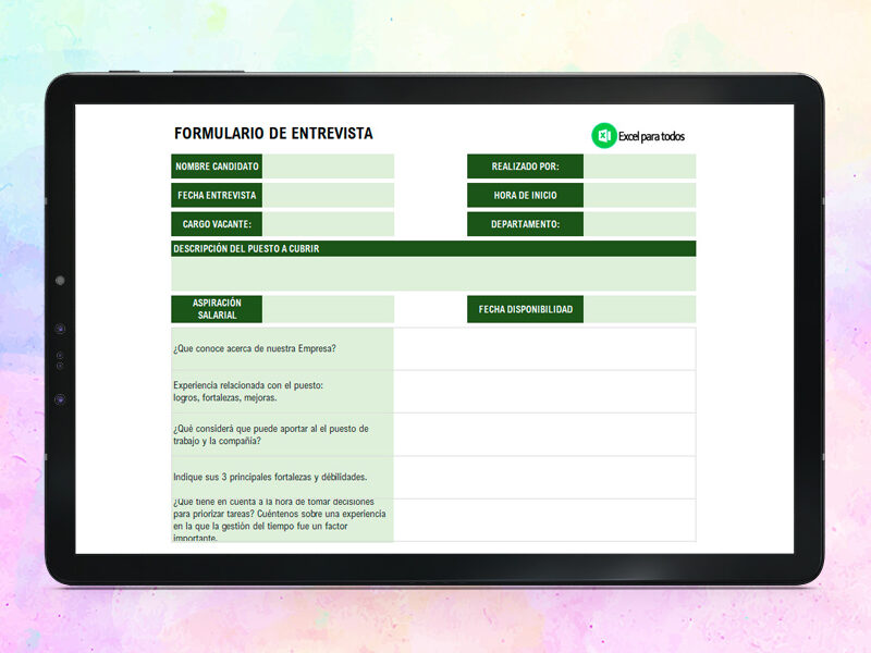 Formato de Entrevista de Trabajo