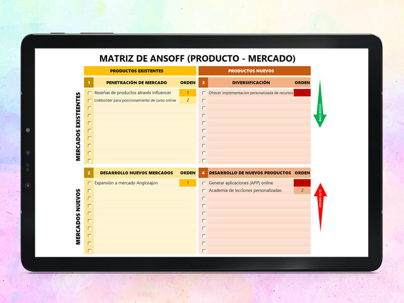 Plantilla Matriz de Ansoff en Excel