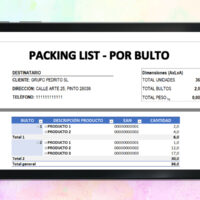 Plantilla Packing List en Excel
