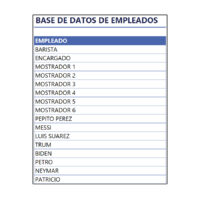 Base de datos de empleados de la plantilla horarios de trabajo en Excel